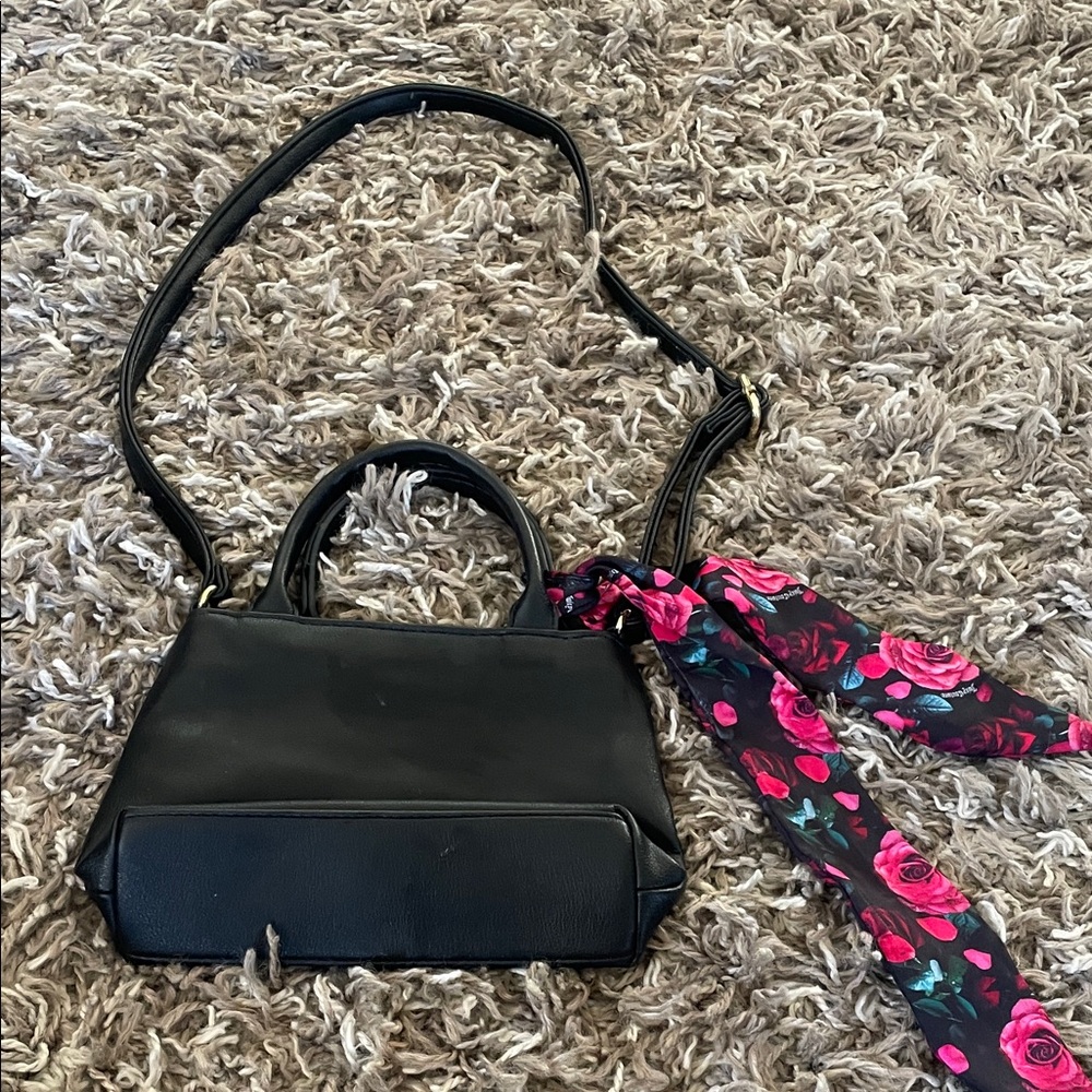 Juicy couture Black Handbag with Floral Scarf Accent - Picture 6 of 10